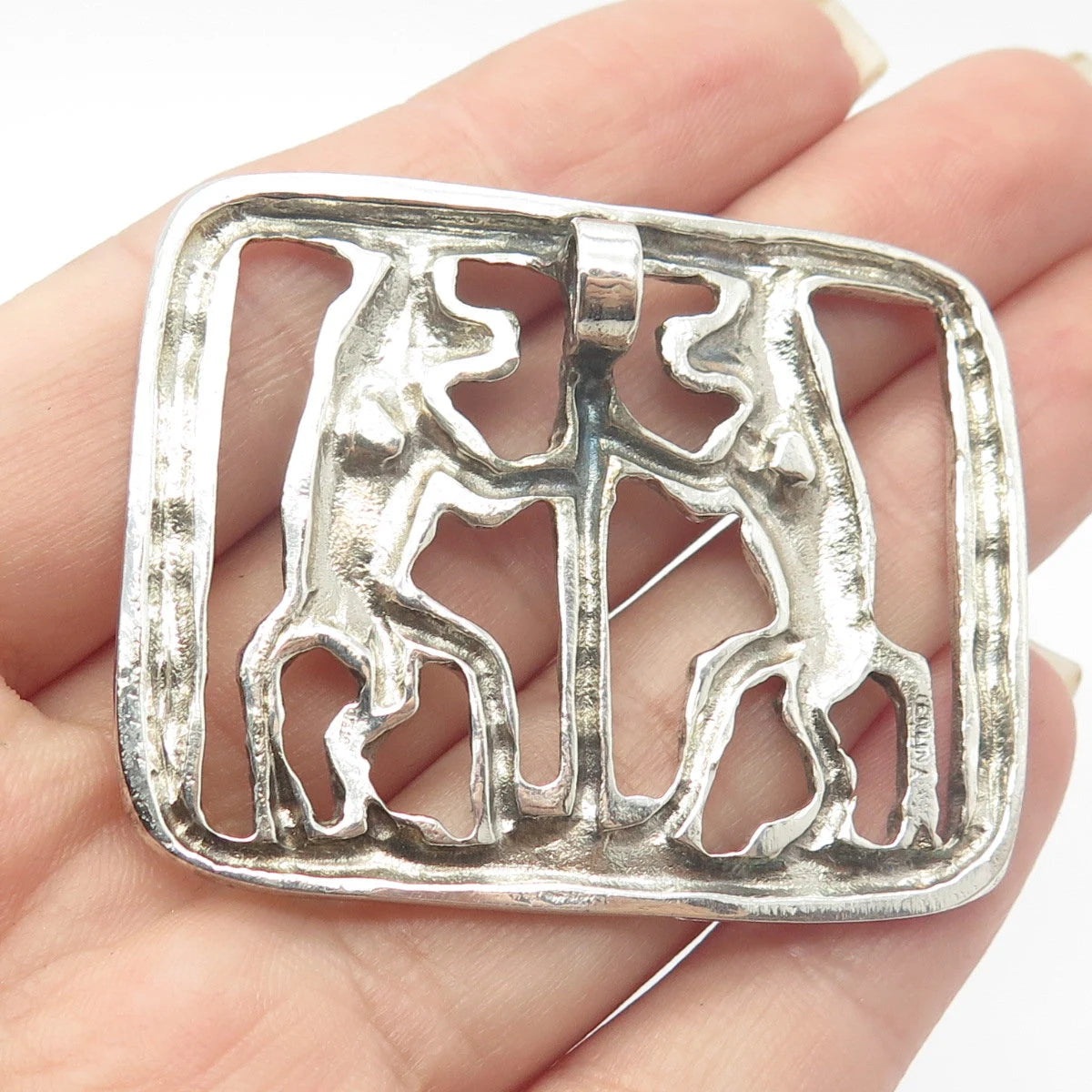 925 Sterling Silver Vintage Lion Large Slide Pendant