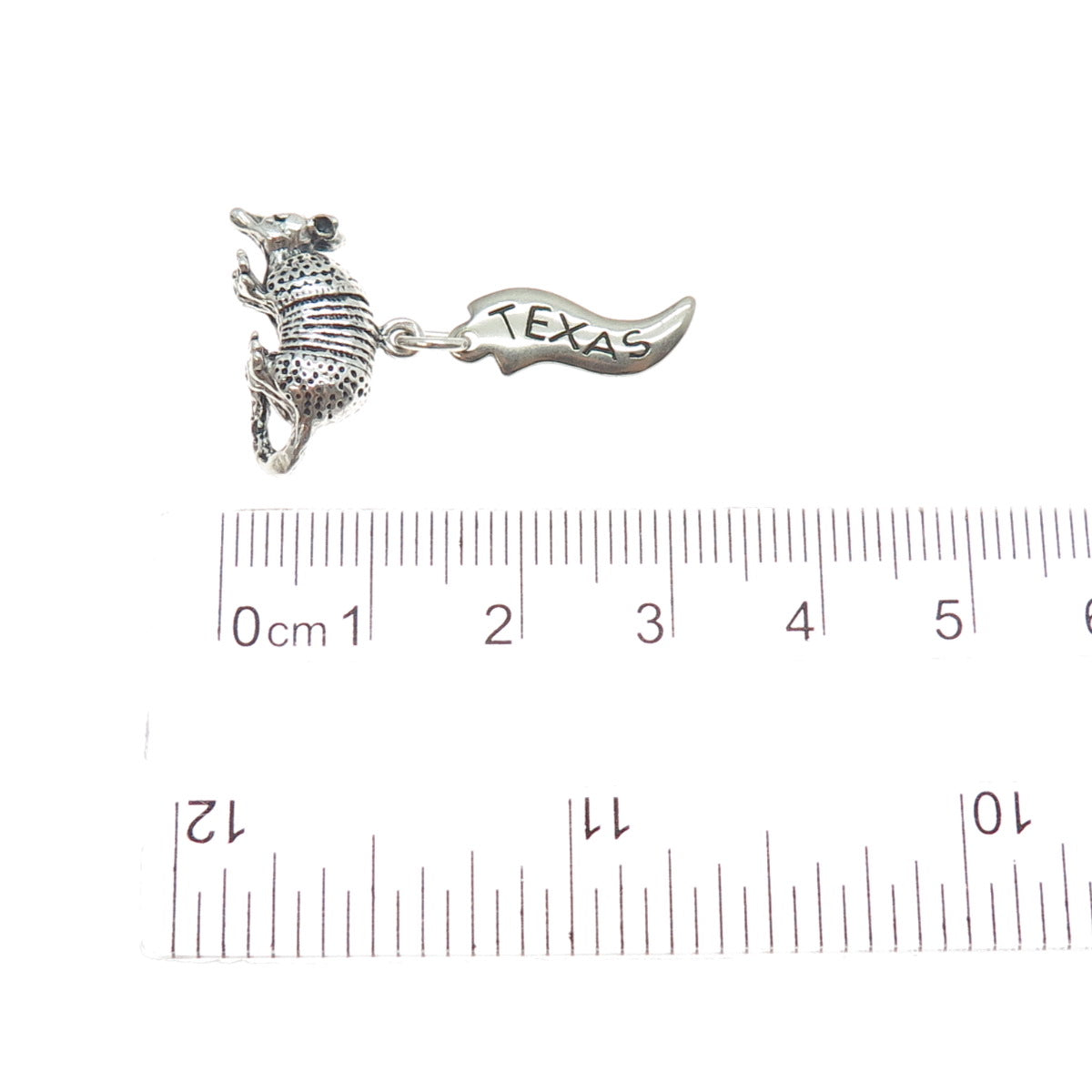 925 Sterling Silver Vintage Armadillo Texas Oxidized Minimalist Charm Pendant