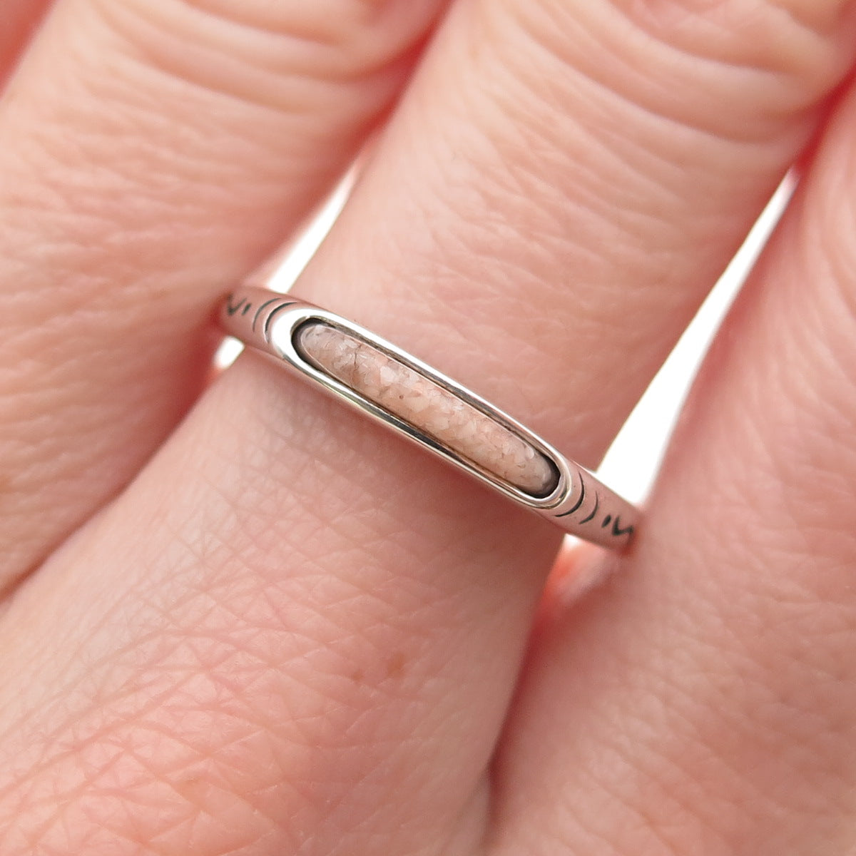 Carolyn Pollack Sterling Silver Vintage Real MOP Inlay Stackable Ring Size 8.25