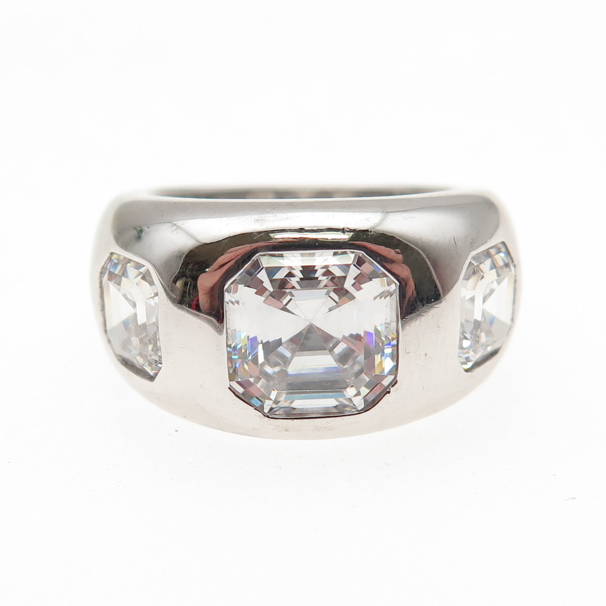 JCL Colleen Lopez 925 Sterling Silver Asscher-Cut C Z Modernist Ring Size 6.25