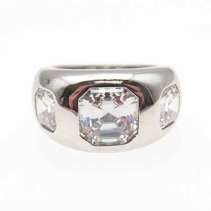 JCL Colleen Lopez 925 Sterling Silver Asscher-Cut C Z Modernist Ring Size 6.25