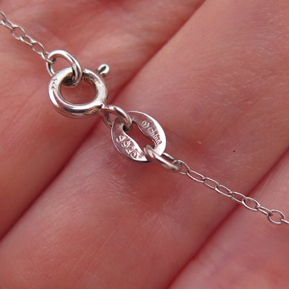 925 Sterling Silver Enamel Sunshower Cloud & Raindrop Cable Chain Necklace 18"