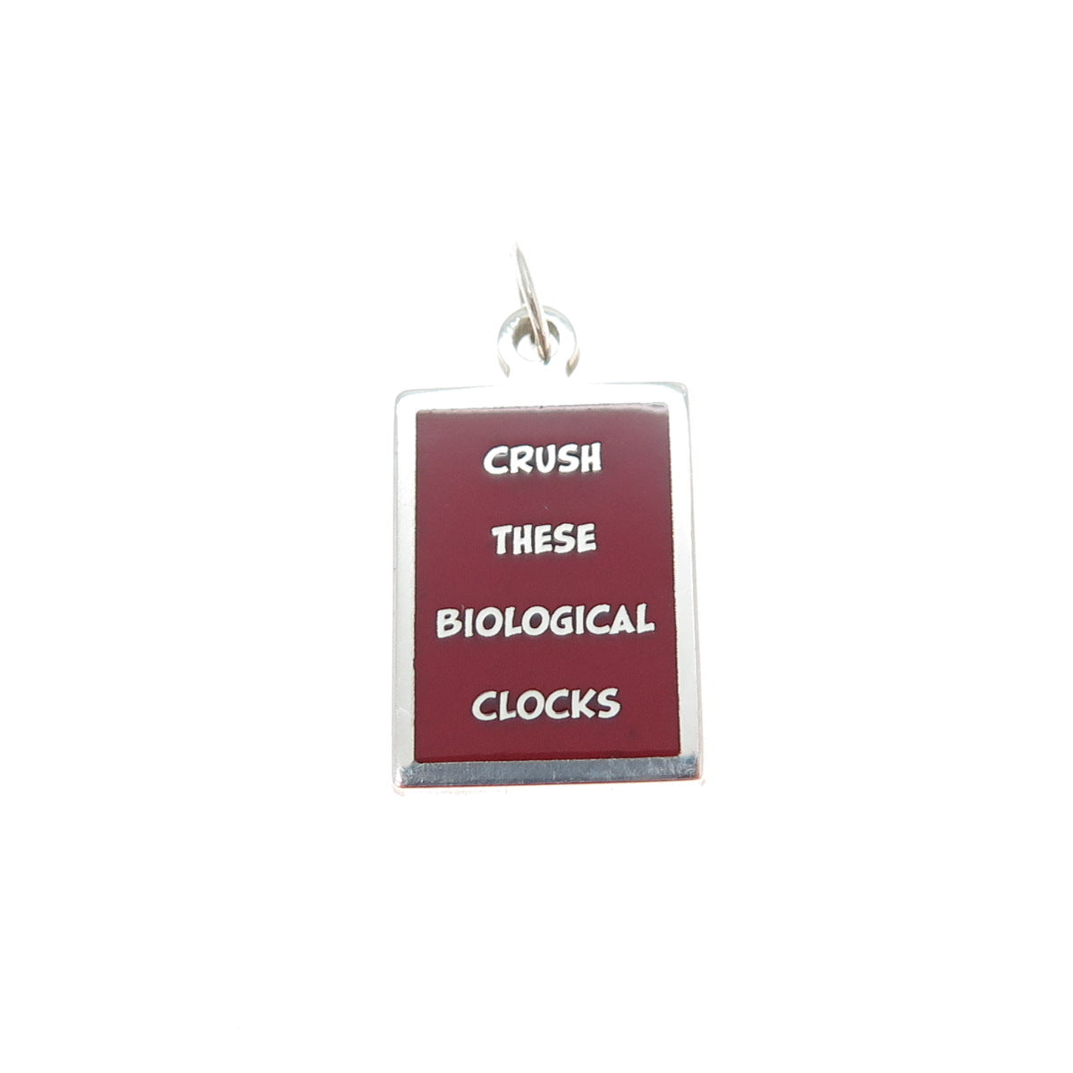 925 Sterling Red Enamel Crush These Biological Clocks Minimalist Charm Pendant