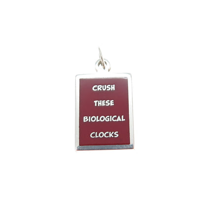 925 Sterling Red Enamel Crush These Biological Clocks Minimalist Charm Pendant