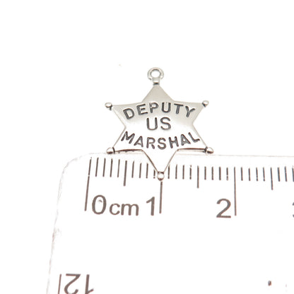 925 Sterling Silver Vintage 1980 Deputy US Marshal Star Mini Charm Pendant