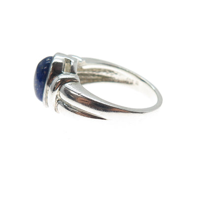 ROSS SIMONS 925 Sterling Silver Vintage Real Lapis Modernist Ring Size 7.25