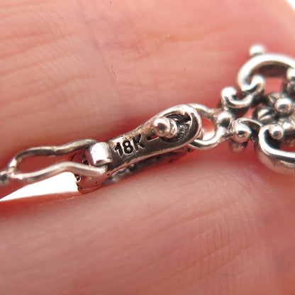 Barbara Bixby 925 Sterling Silver 18K Gold Floral Key Charm Pendant