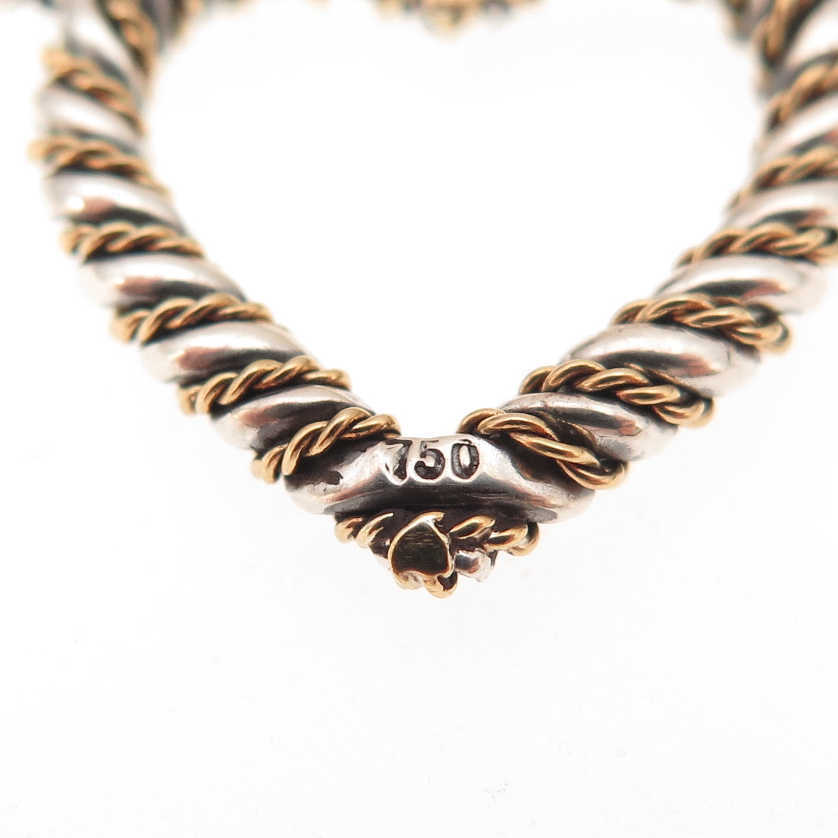 Tiffany & Co. Sterling Silver 18K Gold Vintage Heart Necklace 18" (missing lock)