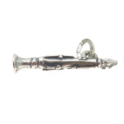 BEAU 925 Sterling Silver Vintage Clarinet Musical Instrument 3D Pendant