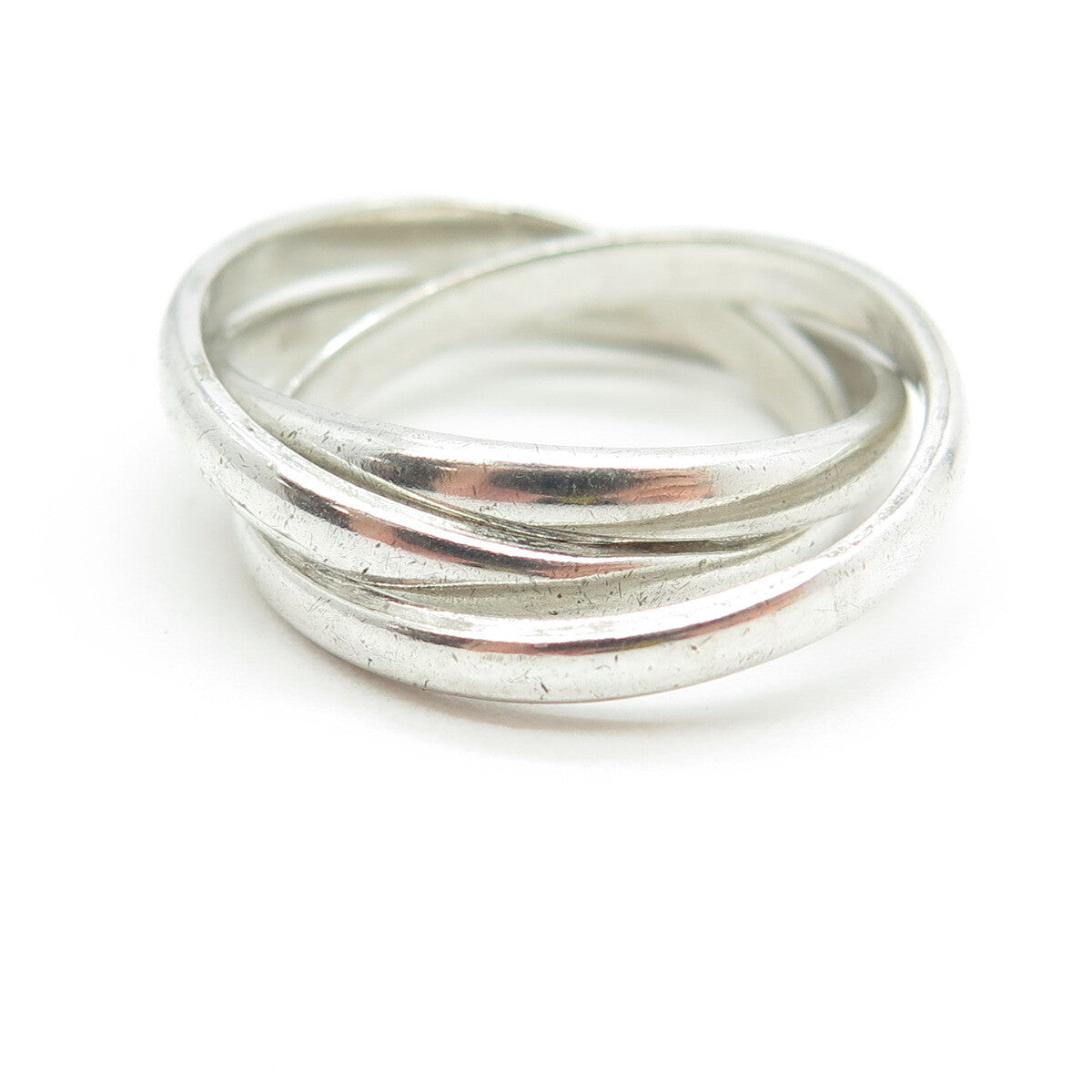 925 Sterling Silver Vintage Trinity Interlocked Band Ring Size 6.75