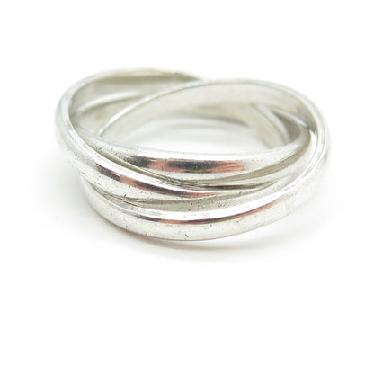 925 Sterling Silver Vintage Trinity Interlocked Band Ring Size 6.75