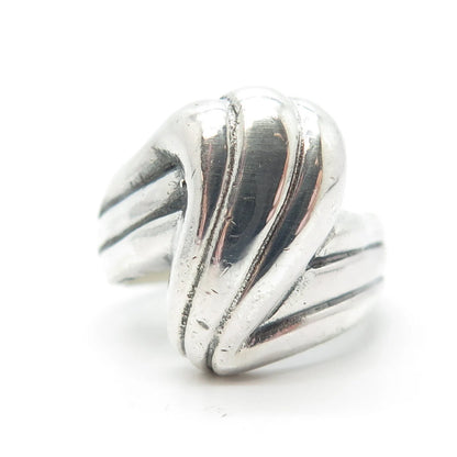 925 Sterling Silver Vintage Ribbed Ring Size 7