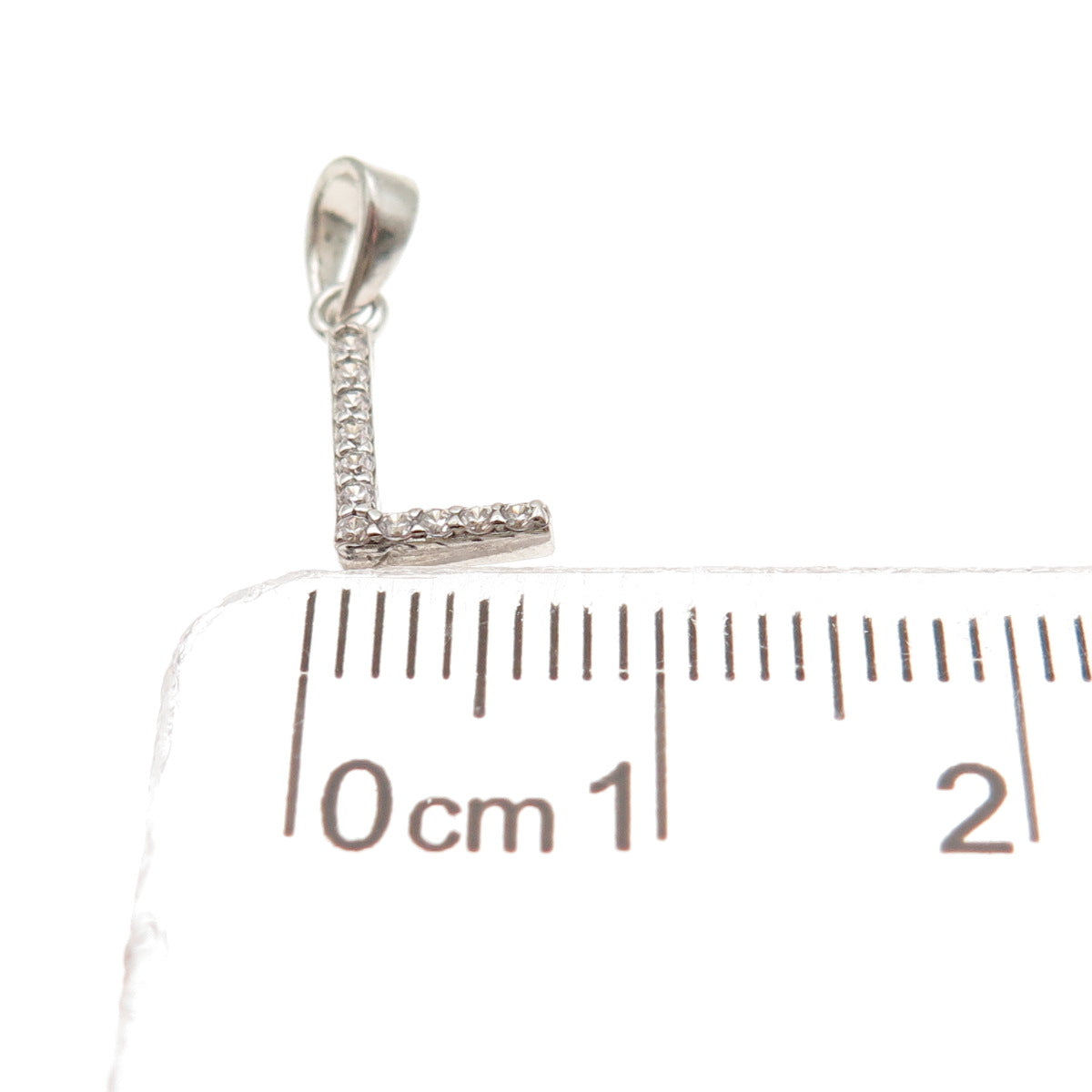 925 Sterling Silver Round-Cut C Z Letter L Initial Mini Charm Pendant