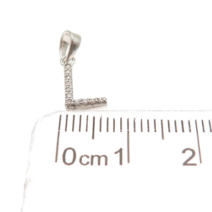 925 Sterling Silver Round-Cut C Z Letter L Initial Mini Charm Pendant