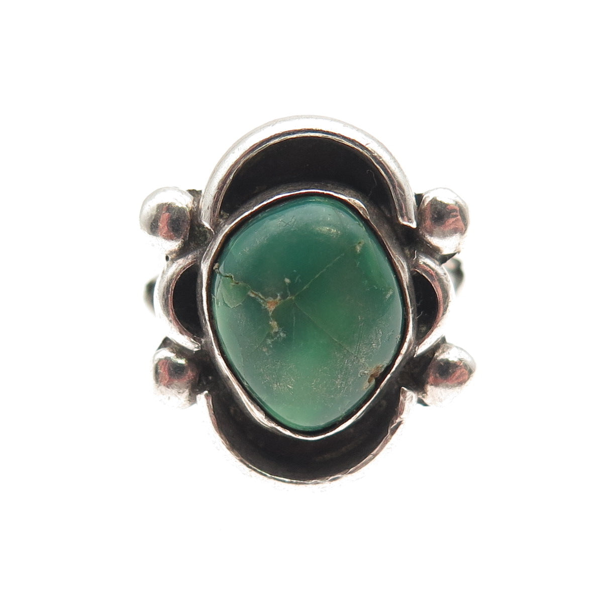 Old Pawn 925 Sterling Silver Vintage Royston Turquoise Oxidized Ring Size 7.25