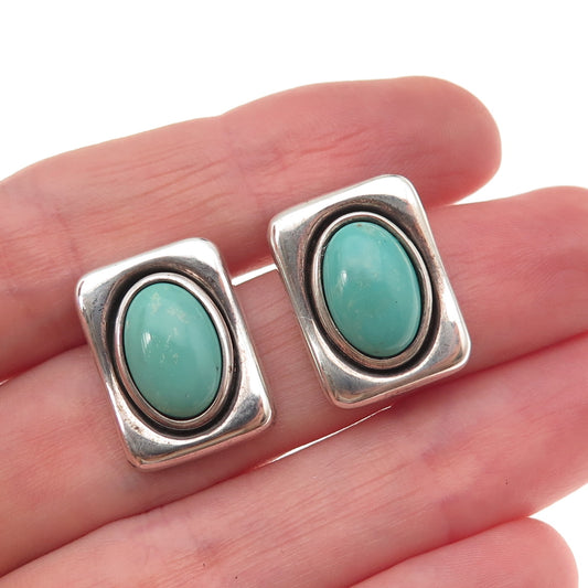 Robert Lee Morris 925 Sterling Silver Vintage Real Turquoise Modernist Earrings