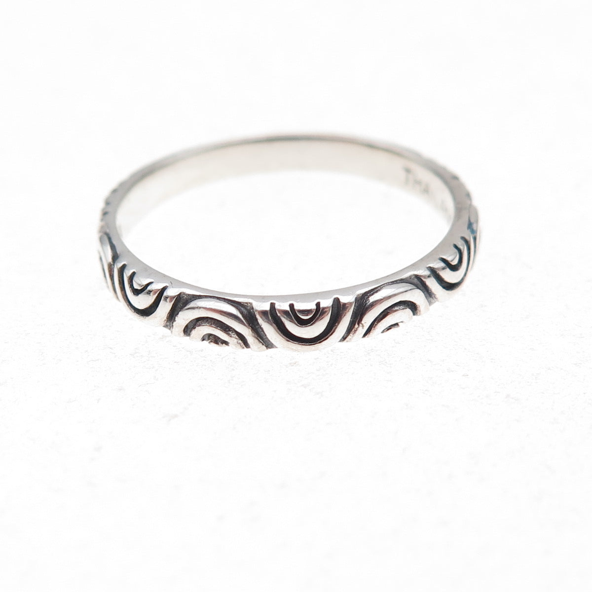 SX Sally C 925 Sterling Silver Vintage Seigaiha-Style Band Ring Size 7.25