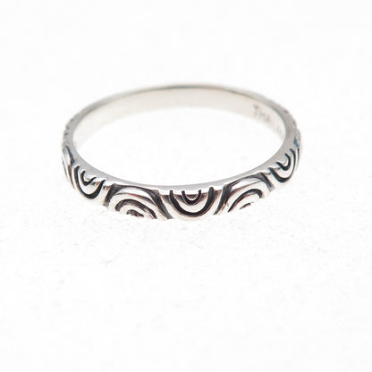 SX Sally C 925 Sterling Silver Vintage Seigaiha-Style Band Ring Size 7.25
