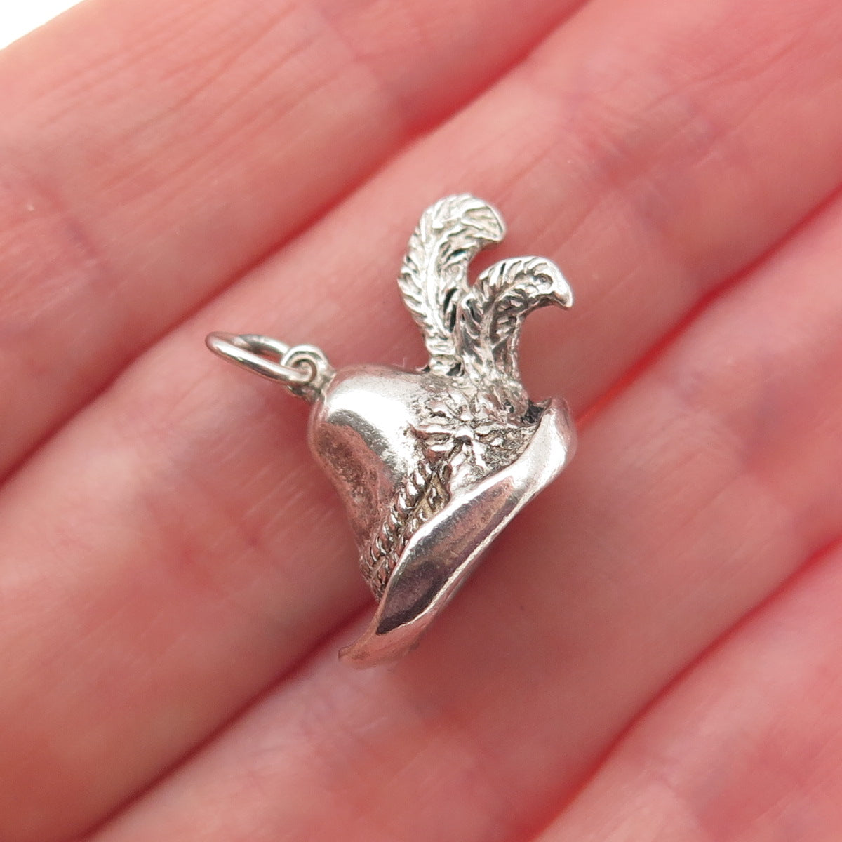800 Silver Vintage European Policeman's Helmet 3D Mini Charm Pendant