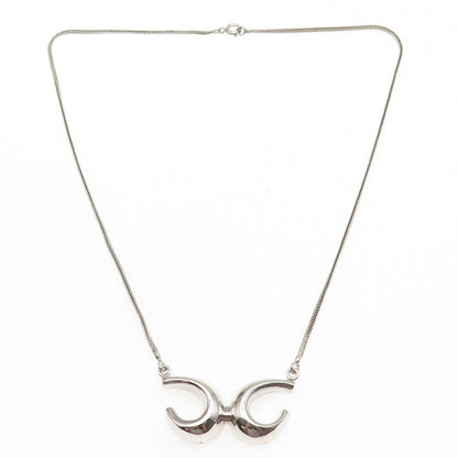 925 Sterling Silver Vintage Modernist X Oxidized Spiga Chain Necklace 16"