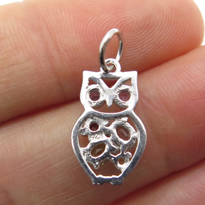 HAN 925 Sterling Silver Topaz Amethyst Peridot Citrine & Garnet Owl Mini Pendant