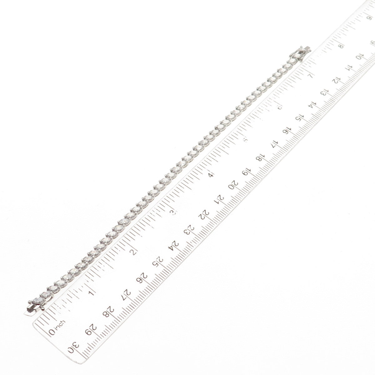 925 Sterling Silver Marquise-Cut C Z Tennis Link Bracelet 7"