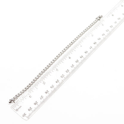 925 Sterling Silver Marquise-Cut C Z Tennis Link Bracelet 7"