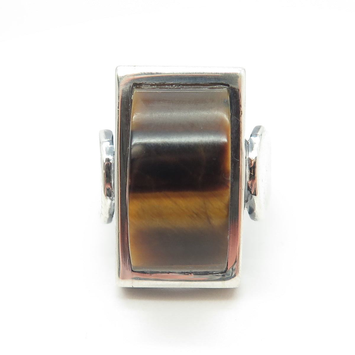 925 Sterling Silver Vintage Real Tiger Eye Gemstone Ring Size 8.25