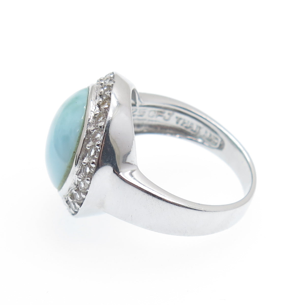 CFJ Collins Fine Jewelry 925 Sterling Vintage Real Larimar Topaz Ring Size 6.25