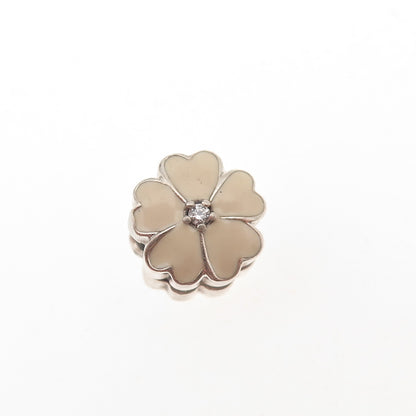 Pandora 925 Sterling Silver Enamel & C Z Primrose Floral Clip Charm