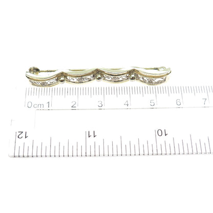 800 Silver 2-Tone Vintage Rose Flower Filigree Bar Pin Brooch