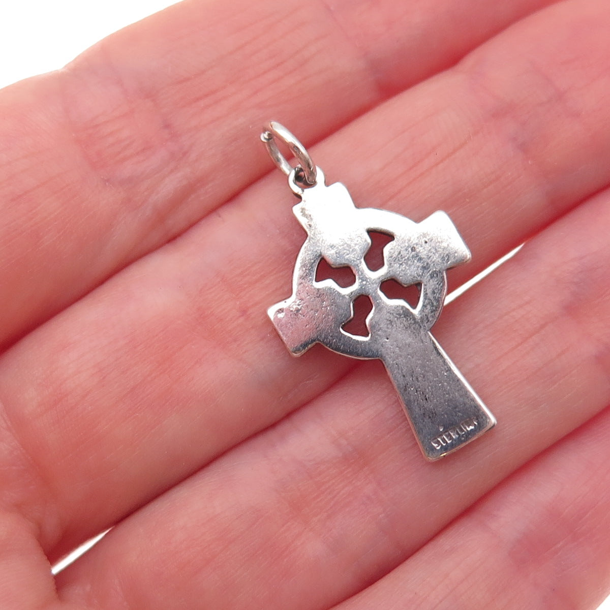 925 Sterling Silver Vintage Celtic Cross Oxidized Charm Pendant