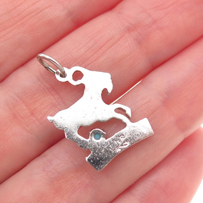 925 Sterling Silver Vintage Rhinestone Aries Zodiac Sign Mini Charm Pendant