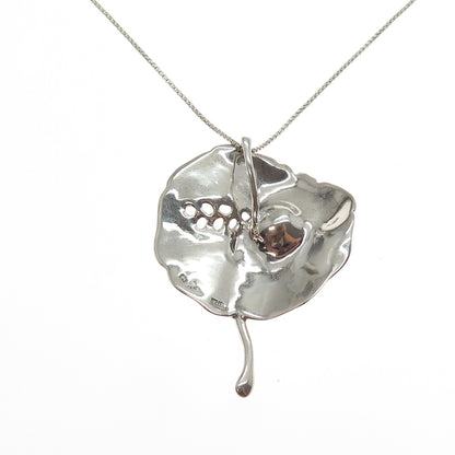 HAGIT GORALI Sterling Vintage Israel Real Pearl Floral Box Chain Necklace 28"