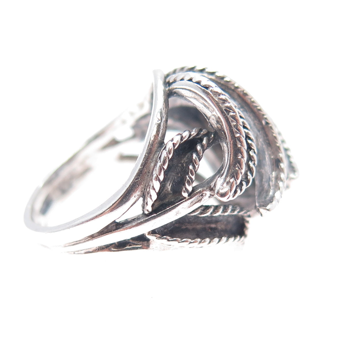 925 Sterling Silver Vintage Modernist Oxidized Dome Ring Size 6.25