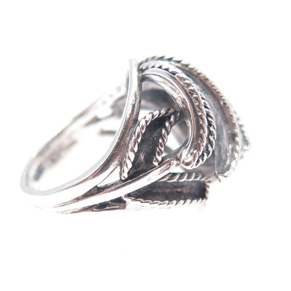 925 Sterling Silver Vintage Modernist Oxidized Dome Ring Size 6.25