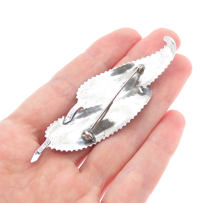 BEAU 925 Sterling Silver Vintage Feather Oxidized Pin Brooch