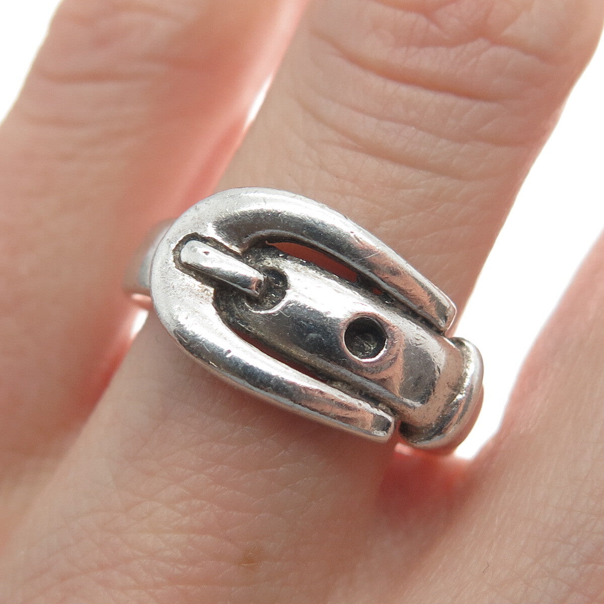 925 Sterling Silver Vintage Belt Buckle Adjustable Ring Size 6.75
