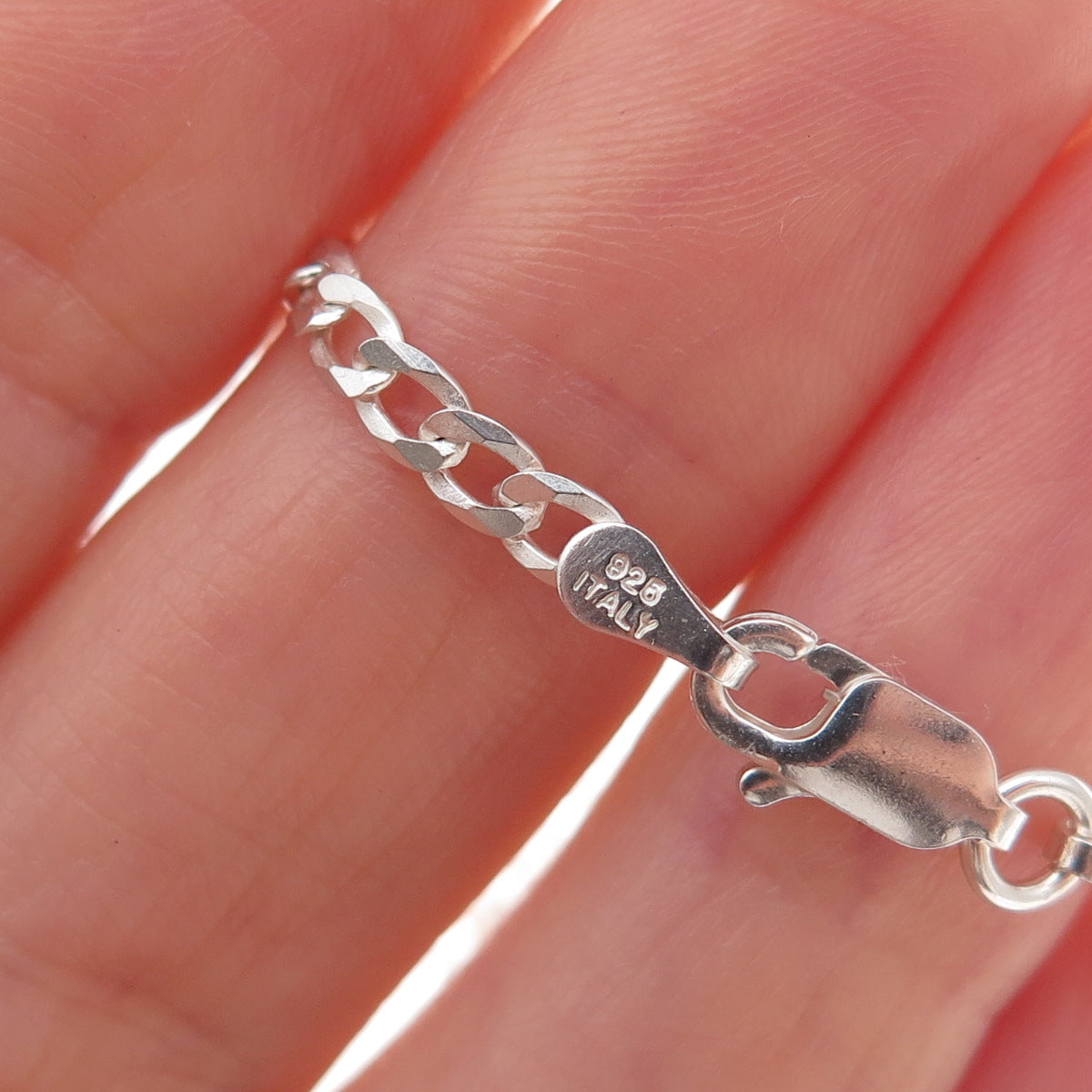 P. Lux 925 Sterling Silver Italy Curb Chain Necklace 20"