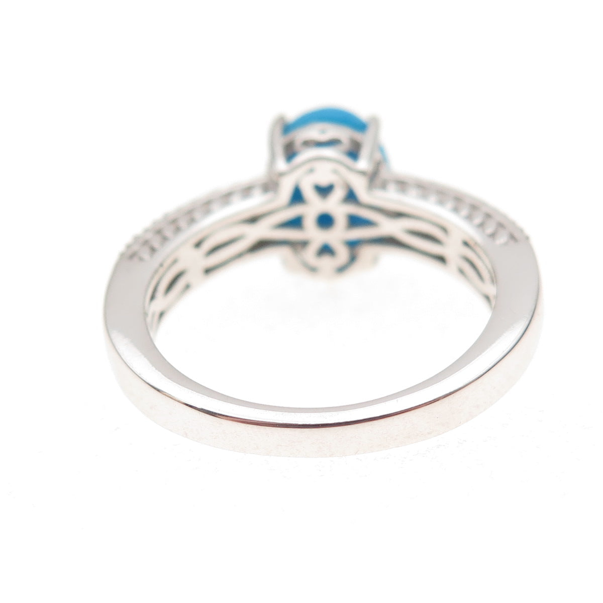 Chuck Clemency 925 Sterling Silver Real Champagne Diamond Turquoise Ring Size 8