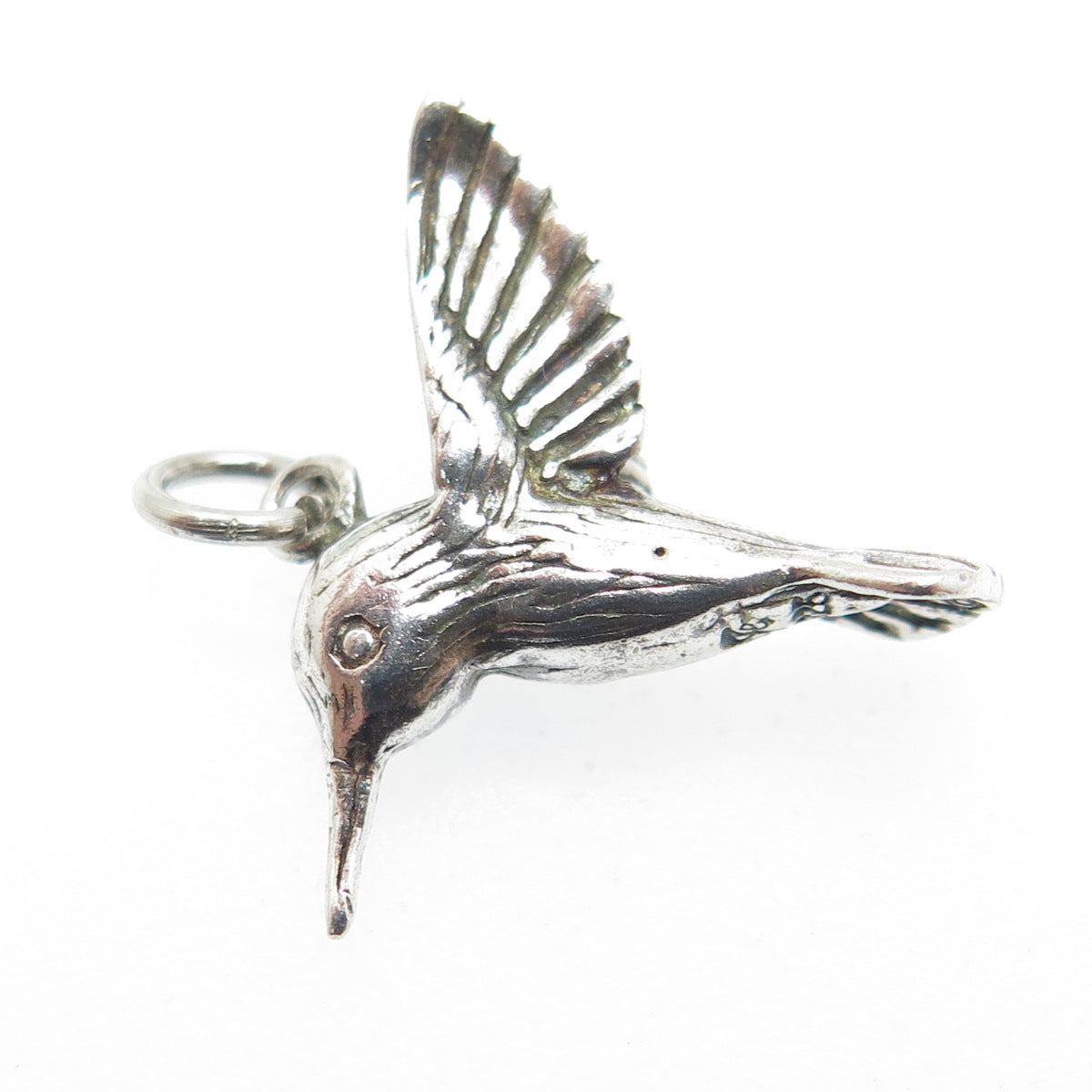 JEZLAINE 925 Sterling Silver Vintage Hummingbird 3D Charm Pendant