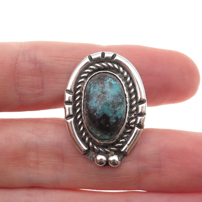 Old Pawn 925 Sterling Silver Vintage Southwestern Bisbee Turquoise Ring Size 7