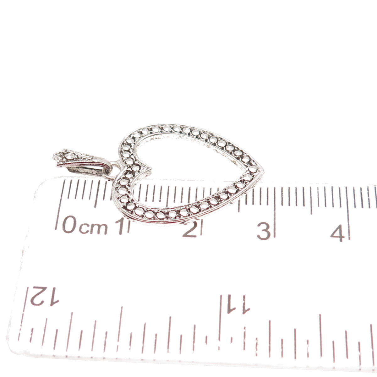 KD Kimler & Daniel 925 Sterling Silver Antique Art Deco Marcasite Heart Pendant