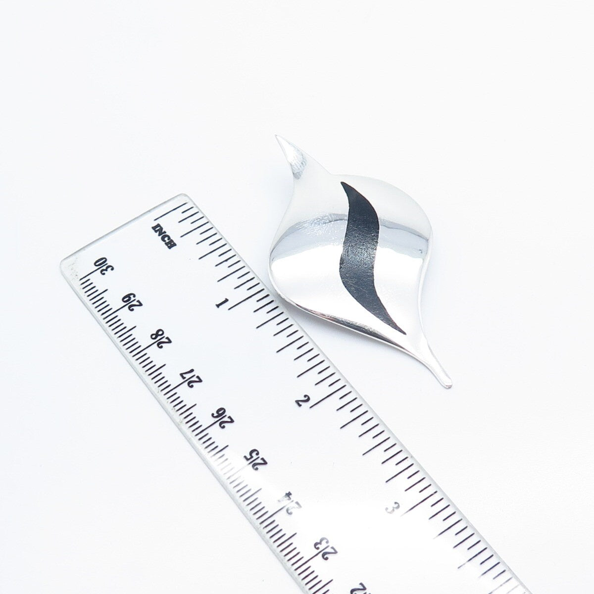 925 Sterling Silver Vintage Wood Modernist Pin Brooch
