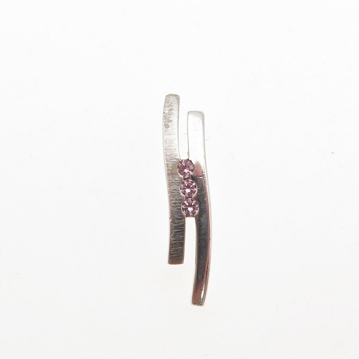 Fossil 925 Sterling Silver Pink C Z Modernist Mini Slide Charm Pendant