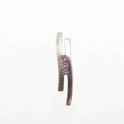 Fossil 925 Sterling Silver Pink C Z Modernist Mini Slide Charm Pendant