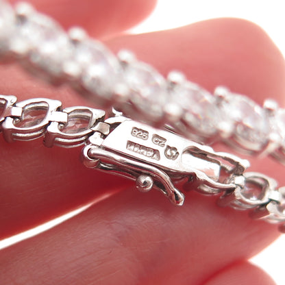 925 Sterling Silver Marquise-Cut C Z Tennis Link Bracelet 7"