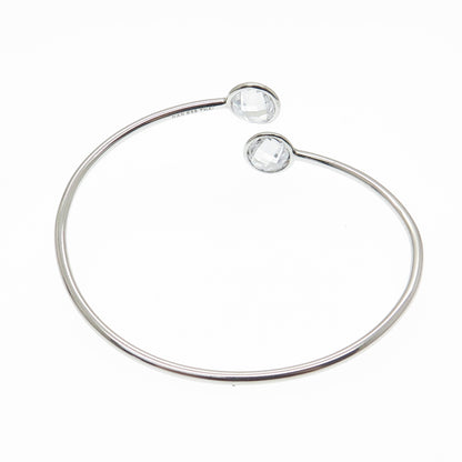 HAN 925 Sterling Silver Round-Cut C Z Adjustable Bangle Bracelet 6.5"