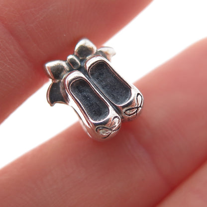 CHAMILIA 925 Sterling Silver Ballet Bow Shoes Slide Bead Charm