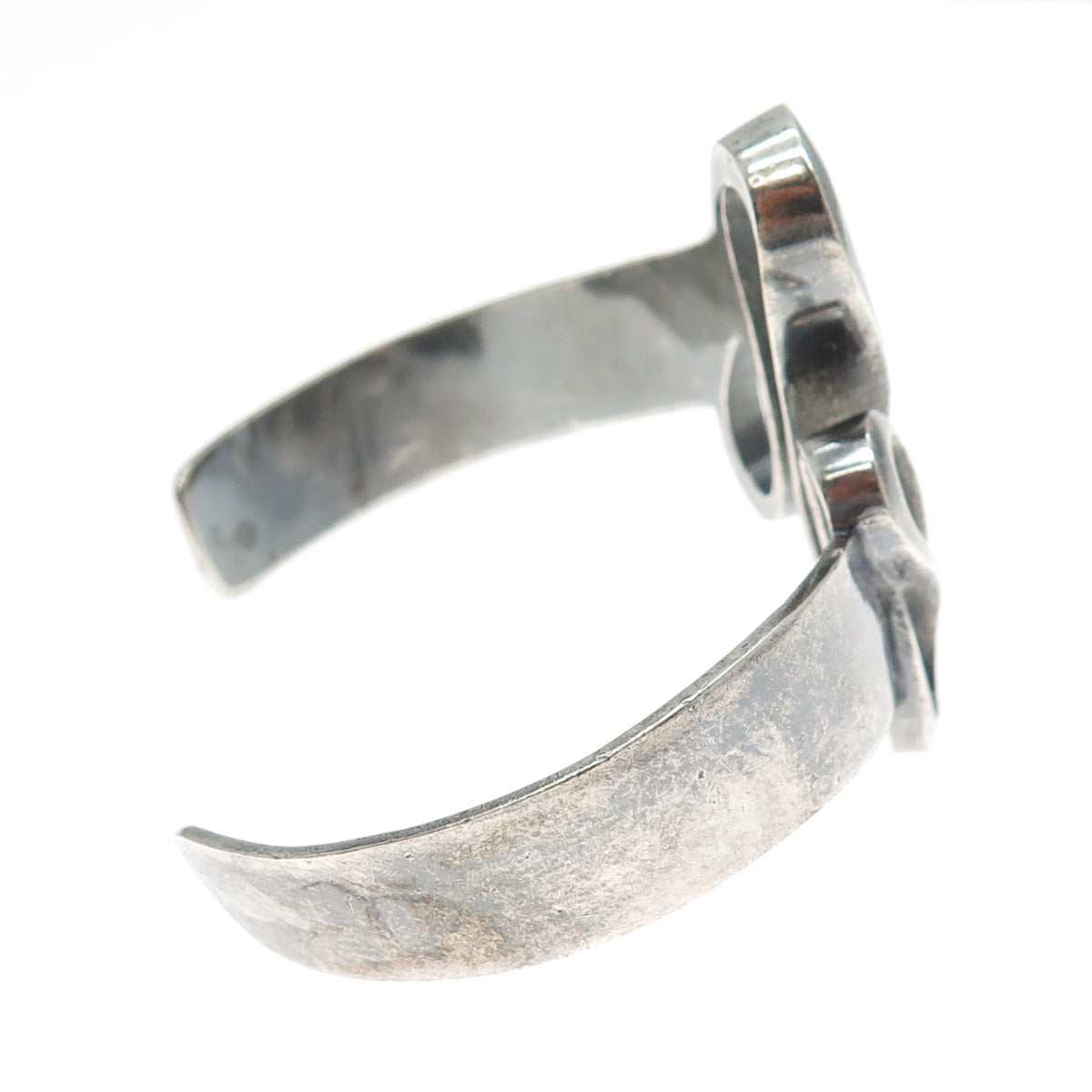 925 Sterling Silver Vintage Modernist Wavy Oxidized Adjustable Bracelet 6.25"